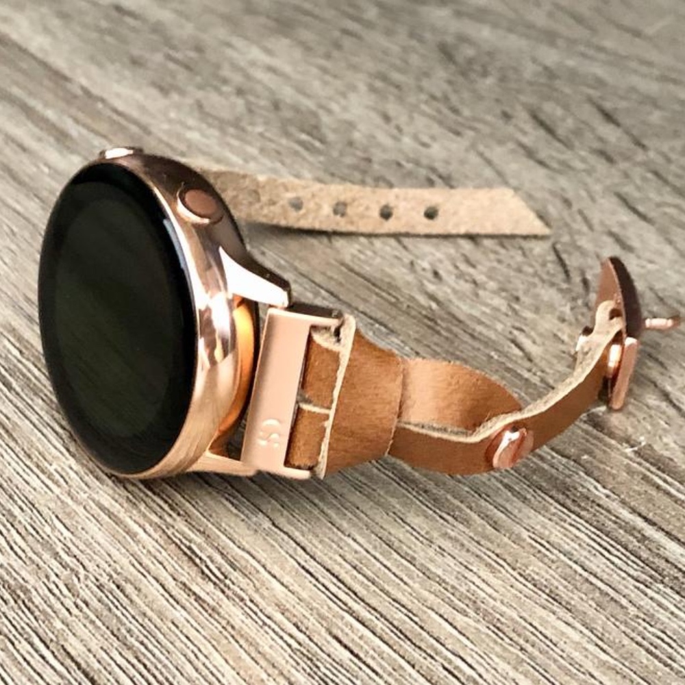 Bronze Leather Rose Gold Galaxy Watch Active Band